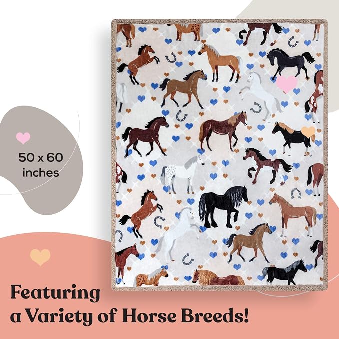 Horse Blanket for Girls - Perfect Horse Gifts for Girls - Soft & Cozy Lightweight 50x60 inch Throw Blanket, Loved by Kids and Granddaughters - Equestrian Gifts for Women