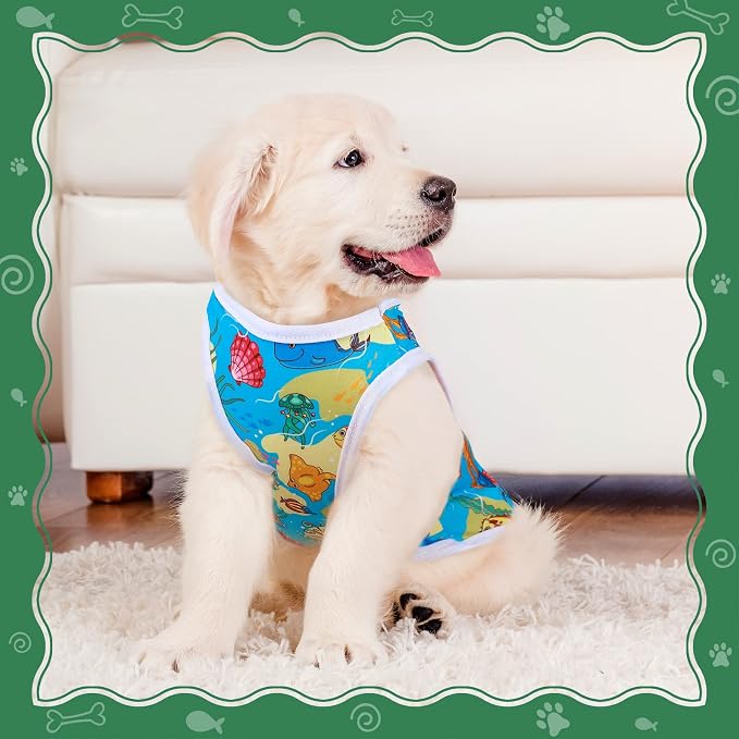 10 Pack Dog Shirts Cute Summer Cartoon Puppy Clothes, Soft Breathable Pet T-Shirts, Printed Sleeveless Washable for Small Medium Dogs Cats(Small)