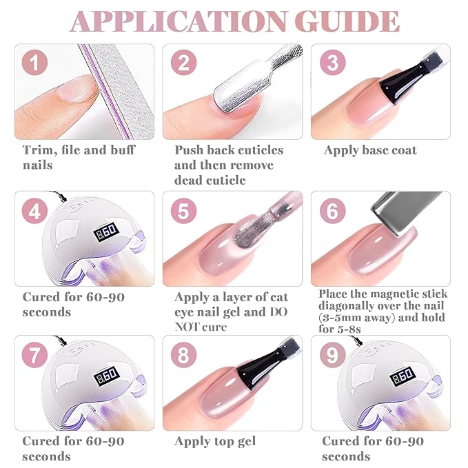 RARJSM Nude Pink Ceramics Glitter Cat Eye Gel Nail Polish Set 6Pcs Velvet Rose Champagne Beige Plum Nuded Blush Mauve Pink Smoothie Cateye Gel Polish with Magnetic Stick Curing Require Home Salon