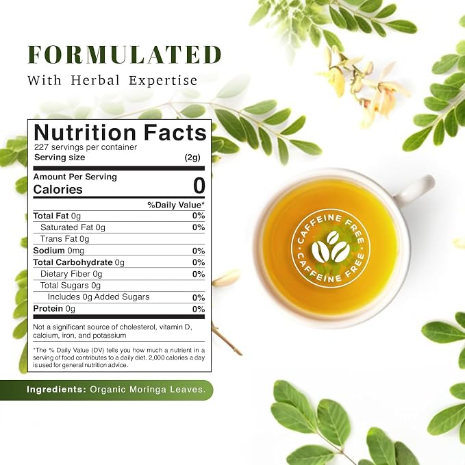 Oxify Organic Moringa Leaves Herbal Loose Tea- 16 oz (16 oz, Moringa Leaves)