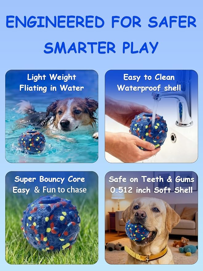 Smart Interactive Dog Toy, Automatic Moving Bouncing Dogs Ball for Boredom, Interactive Dog Toys for Small, Medium, Large Dogs to Keep Them Busy & Boredom Relief, E-TPU with Waterproof-Blue