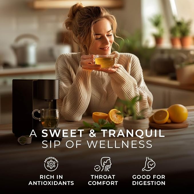 Gya Tea Co Honey Citrus Mint Herbal Tea Pod (16 Count)- Decaf Wellness Tea for Body Comfort & Relaxing