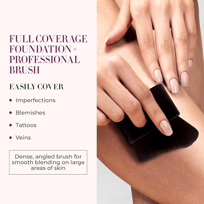 LUMINESS Airbrush Body Coverage with Self Tanner Brush - Tattoo Cover Up Makeup - Full Coverage Foundation for Face & Body - Water-Resistant, Long-Wear, Natural Radiant Finish, Light Deep