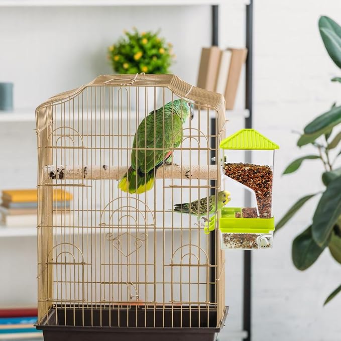 Rypet No-Mess Automatic Bird Feeder for Cage, Parrot Cage Accessories | Transparent Acrylic Food Dispenser, Helps Reduce Seed Scatter, for Parakeet Cockatiel Parrot Canary