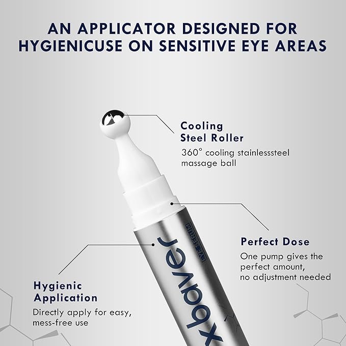 Eye Bags Treatment for Men, Caffeine Eye Serum for Men with Cooling Roller, Mens Eye Cream for Dark Circles and Puffiness, Under Eye Cream for Men, 2-Pack