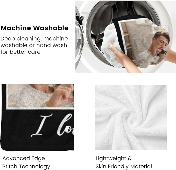 Personalized Mothers Day Birthday Blanket for Mom with Photos Text | Personalized Christmas Birthday Gifts for Mom Wife from Daughter Son Husband, Personalized Anniversary Couple Blanket Gifts