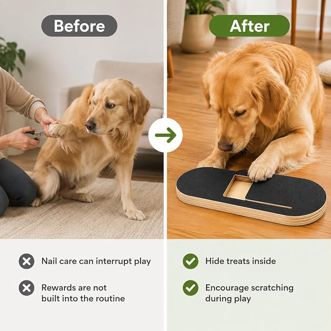 Dog Nail Scratch Board Scratcher Treat Dispenser Non-Slip Nail File Board (C)