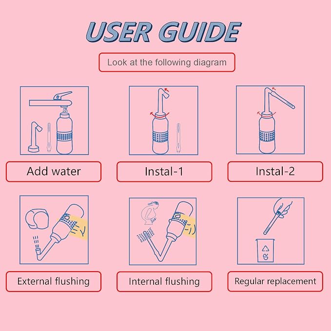 2PCS-Pack 2IN1 Intimate Wash for Women,2 Nozzle（Short+Long）,Portable Bidet Travel Bidets with Waterproof Cap + Storage Bag,Peri Bottle for Postpartum Care (Pink+Green)