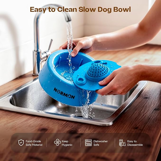 Slow Feeder Dog Bowls for Liquid Treat, 【Enrichment Ball-Roll】 Bone Broth Dog Lick Bowl, 250ML Yogurt Pup Lick Toy for Large Medium Small Breeds Dietary Supplement/Post-op Nutrition