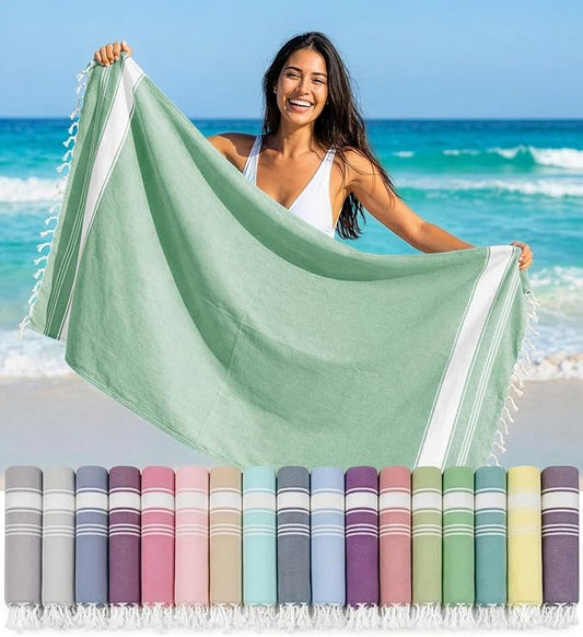 LANE LINEN Beach Towel - Pool Towels Oversized, Pre-Washed Extra Large Beach Towels, Sandless Beach Towel, Quick Dry Travel Towel, Large Pool Towel, 39"x71" - Jade Green