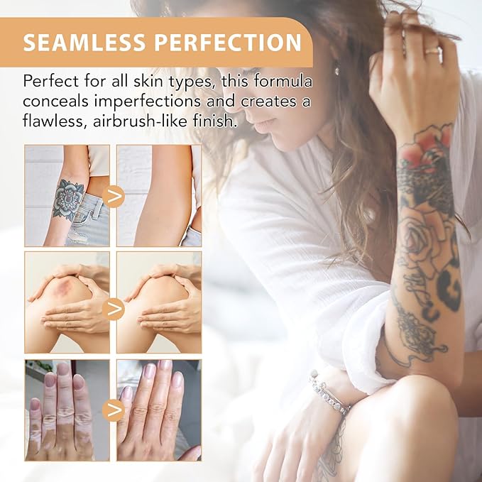 Leg Makeup Waterproof No Transfer - Tattoo Cover Up Makeup - Body Perfector - Long Lasting - Even Skin Tone (#03 Bronze)