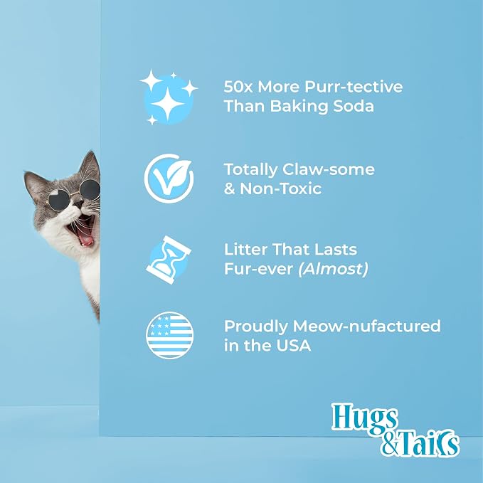 Cat Litter Deodorizer – Pet Safe Odor Eliminator & Housebreaking Supplies for Cats, Kittens, & Small Pets – Natural, Unscented, Non Toxic, Low Dust, 1 lb, by HugsandTails