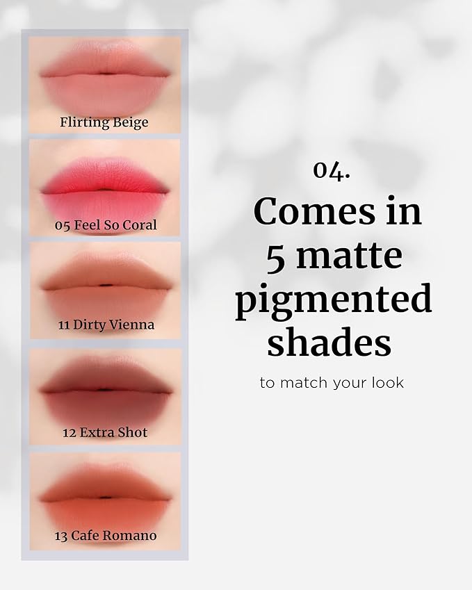 VDL Lip Stain Comfort Slip Lipstick 11, Dirty Vienna - Lightweight, Matte, Smooth Lipstick for Effortless Comfort. Vibrant and Long-Lasting Lip Color (0.09 oz) | Korean Makeup