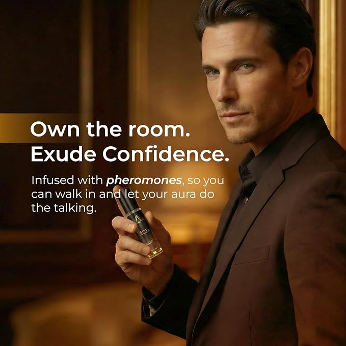 Concentrated Pheromone Cologne For Men (0.34 oz) - Oil Based Perfume For Men With Pheromones - Rollerball Men's Cologne - Travel Size, All-Day, Long-Lasting Formula - Amber, Wood and Musk Scent