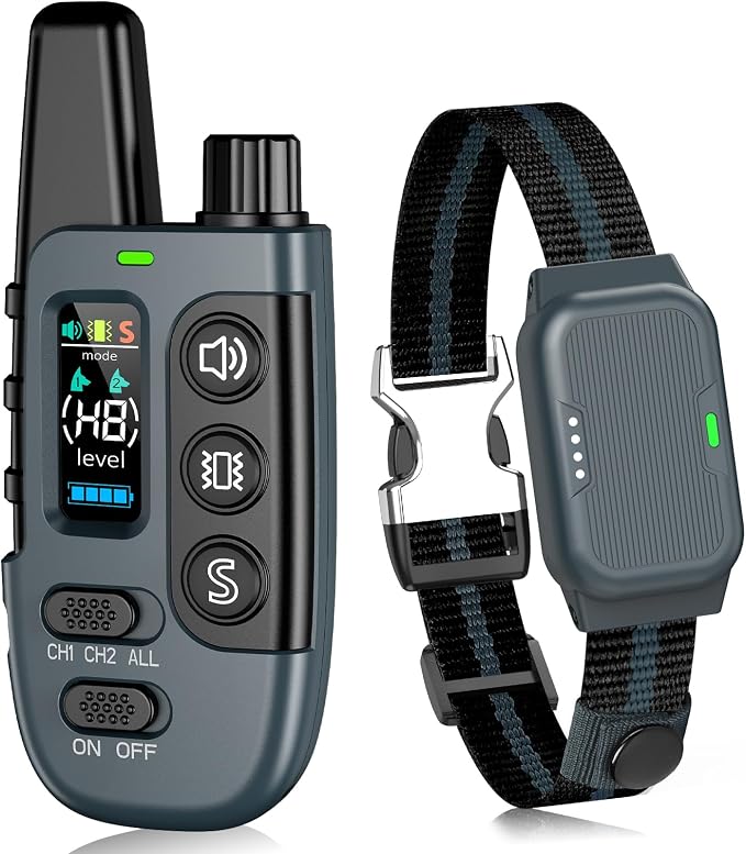 Shock Collar for Dogs, Dog Training Collar with Remote Control | IP67 Waterproof Receiver, Beep, Vibration, Safe Static Modes, Rechargeable，Adjustable Fit for 15–110 lb Dogs