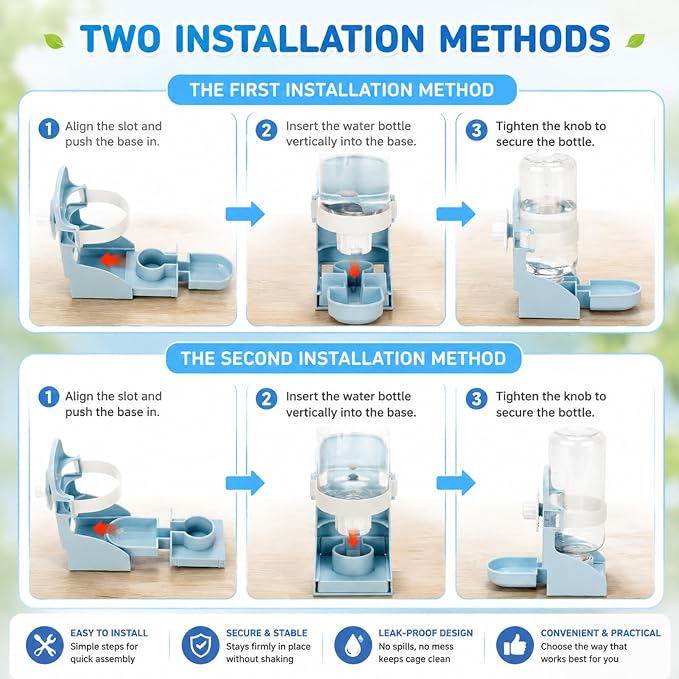 Rypet No-Mess Bird Feeder and Water Dispenser Set for Small Birds | Automatic Bird Feeder, Transparent Acrylic Food Container, Helps Reduce Seed Scatter, for Parakeet Cockatiel Parrot Canary