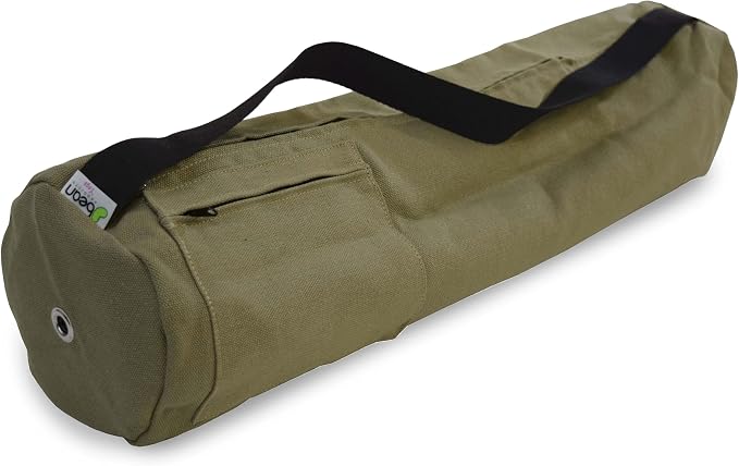 Natural Hemp Fabric Yoga Mat Bag with Shoulder Strap - Lightweight and Durable Gym Bag to Carry the Extra Large Mat Sizes - Ideal for Yoga, Pilates & Fitness Equipment - Made in USA, 8" X 32"