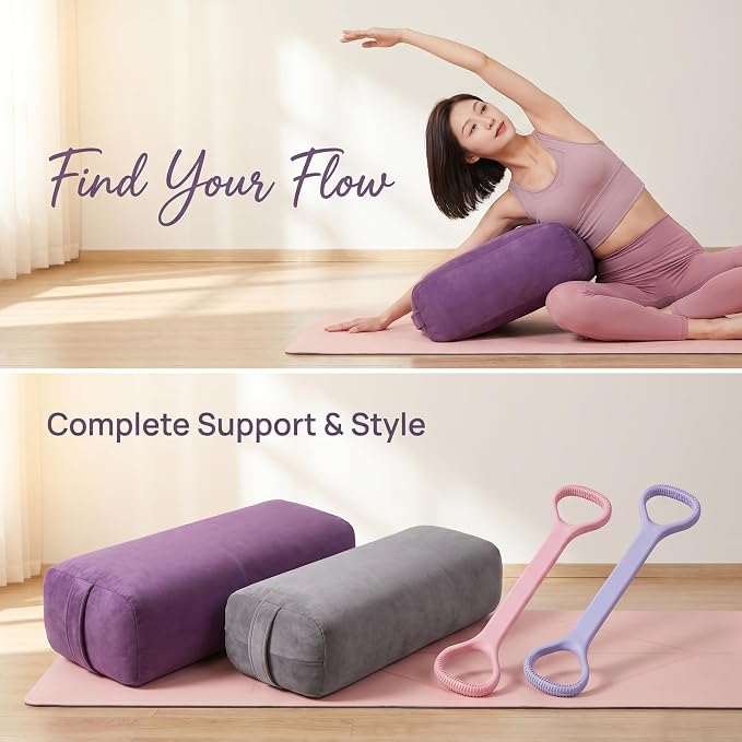 Yoga Bolster, Yoga Bolster Pillow, Bolster Pillow Yoga, for Restorative Yoga, Meditation & Relaxation, Multiple Colors Available - Pink, Purple, Beige, Gray