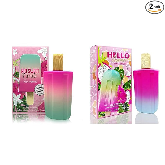 A CENTER 2PCS Perfume Set for Women - Floral Fragrance Gift Set with Vanilla,Sweet Fruity, Eau De Parfume| 3.4 Fl Oz Each Women's Cologne(RioJasmine&Hello Summer Fruit)