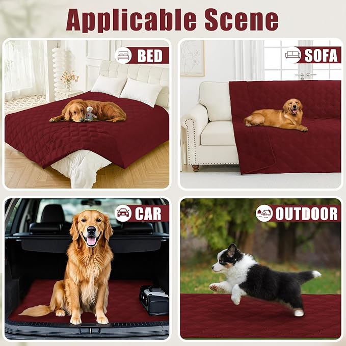 Smiry Waterproof Dog Bed Cover, Reversible Pet Blanket for Sofa Couch | Soft Washable Dog Blanket, Leakproof Couch Cover for Dogs Cats & Furniture Protection, 40x80, Wine Red/Wine Red