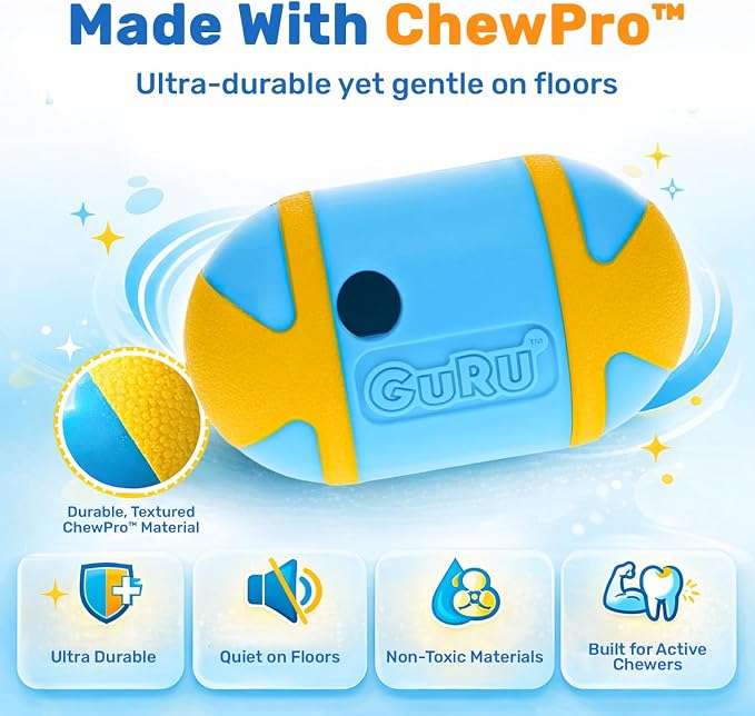 GURU Pet Rock 'N Treat Toy with Capsule-Shaped Design - Medium Interactive Dog Toy with Rocking Motion for Fun Play – Engaging Dog Enrichment Toy with Easy Loading for Slow Feeding & Interactive Play