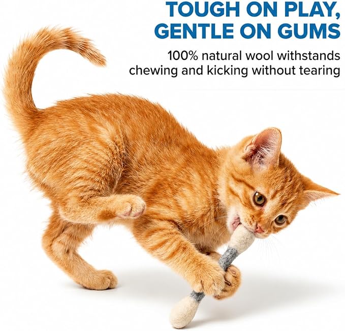 Glaciart One MINI Swabs Cat Toys with Catnip - 6 Pk | Durable for Chew, Cute Cat Toys Interactive Kitty for Boredom, Exercise, & Play | Filled w/Organic Catnip for Anxiety & as Digestive Aid