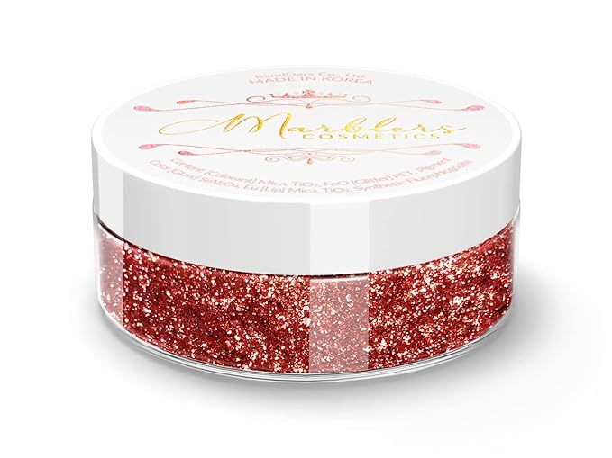 MARBLERS Chunky Natural Mica Powder [Ruby Pearl] 0.11oz (3g) | Highly Pigmented | Non-Toxic, Vegan, Cruelty-Free | Eyeshadow, Body Butter, Nail Polish, Nail Art | Party, Body, Face Makeup