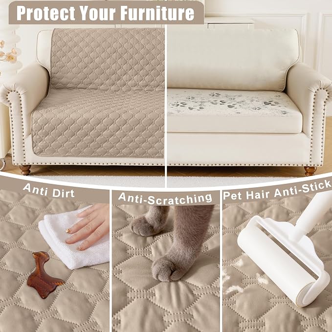 Smiry Waterproof Dog Bed Cover Blanket, Reversible Pet Blanket | Soft Reversible, Washable Leakproof Cats Dogs Couch Cover for Sofa, Couch, Furniture (52x82 Inch)