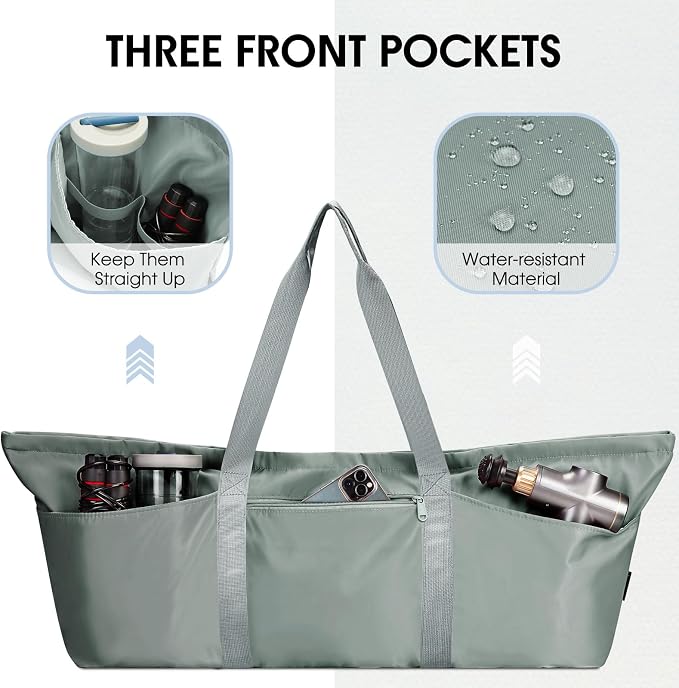 sportsnew Large Yoga Mat Bag with Shoes Compartment and Wet Pocket Ladies Pilates Gym Tote Bag with Yoga Mat Holder Strap for Women Men Workout Carrier Stuff Accessories