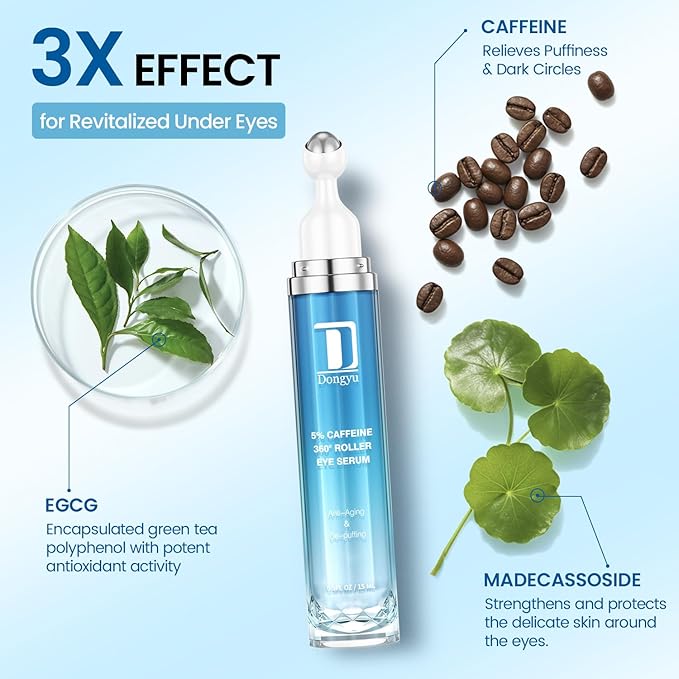 Dongyu Eye Cream for Dark Circles: Korean Caffeine Eye Cream Daily Morning Skincare - Puffy Eyes Treatment for Beauty Enthusiasts (Blue)