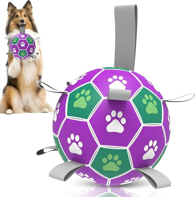 Diman Dog Balls with Straps, 7 Inch Puppy Soccer Ball for Dogs