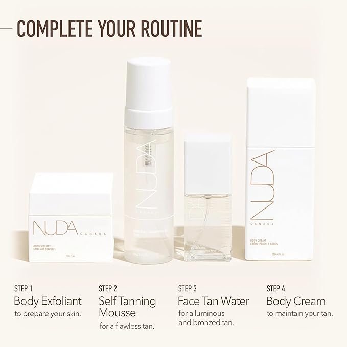 Nuda Self Tanning Water Mousse - Medium to Dark | Streak & Transfer-Free Clear Self Tanner | Hydrating Sunless Tanner for a Natural Look | Lightweight Fragrance-Free Self Tanning Mousse, (6.4 Fl Oz)