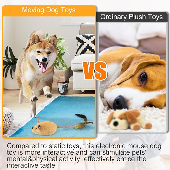 Interactive Dog Toys, Fake Mouse Moving Dog Toy with Automatic Sensor