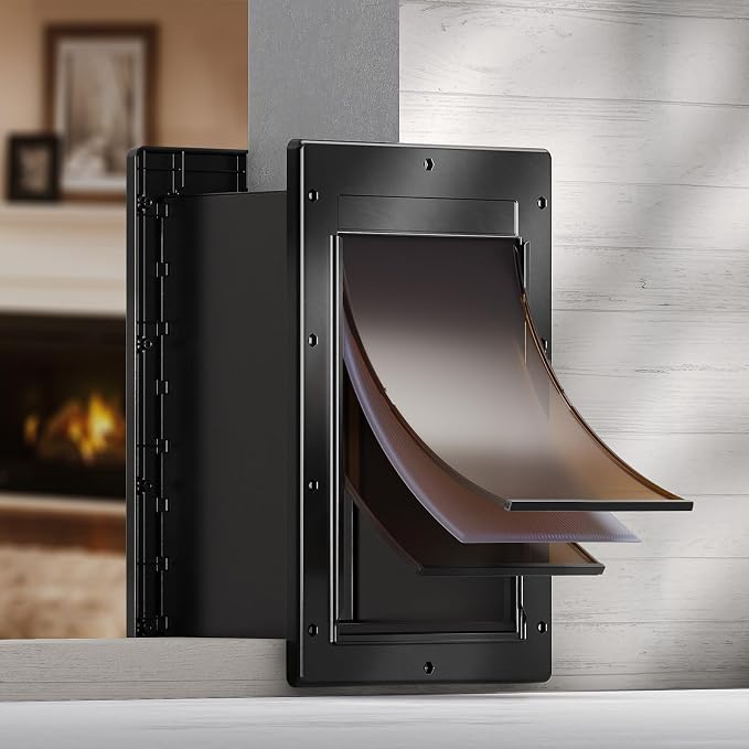 3-Flaps Medium Doggy Door for Wall, Pets Up to 45 lb | Insulation Flap, Magnetic Flaps, Durable Plastic Frame, Closing Panel, Resist Extreme Weather, Never Rust, Easy Installation