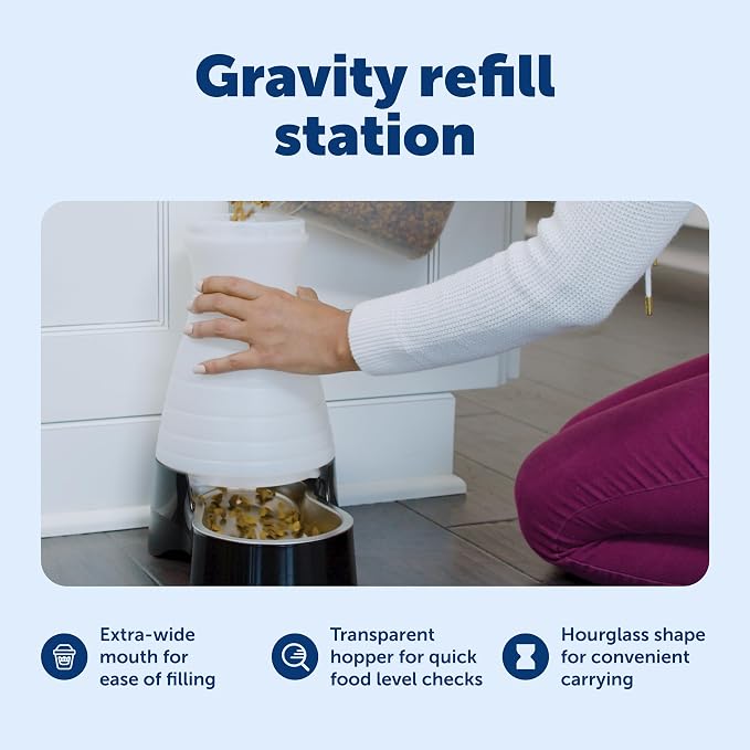 PetSafe Healthy Pet Food Station, 4 lb Gravity Feeder, Cats & Dogs, Medium | Dry Food Dispenser, Removable Stainless Steel Bowl Is Dishwasher Safe, Space-Saving Design