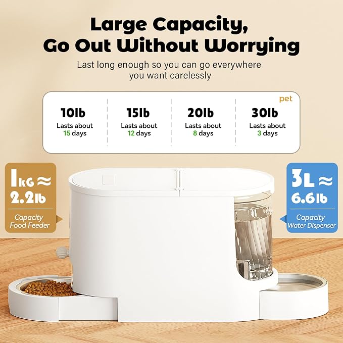Automatic Cat Feeder 2-in-1 Set with Stainless Steel Bowls | Dog Feeding & Watering Supply with Stailess Steel Bowls Large Capacity Low Noise