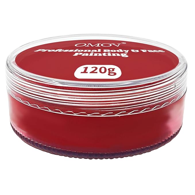 Red Face Paint 120g (4.23 oz) Non-Toxic,Water Activated Face Painting Kit for Kids Adults,SFX Makeup Large Capacity Facepaint Palette for Halloween, Cosplay,Theater Party,Clown Special Effects Costume