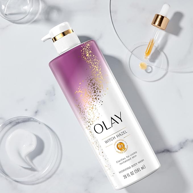 Olay Moisturizing Body Wash for Women with Witch Hazel and Vitamin B3, 20 fl oz (Pack of 4)