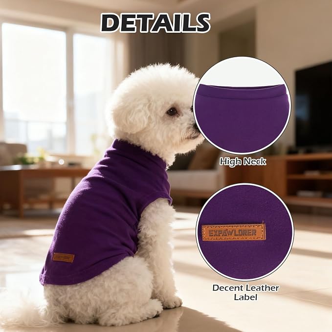 Cat Sweater Warm Fleece Pet Clothes for Cats Only | Soft Cat Vest Puppy Hoodie Coat, Fall Cold Winter Sweatshirt Pullover Clothing also for Small Dogs, Purple L