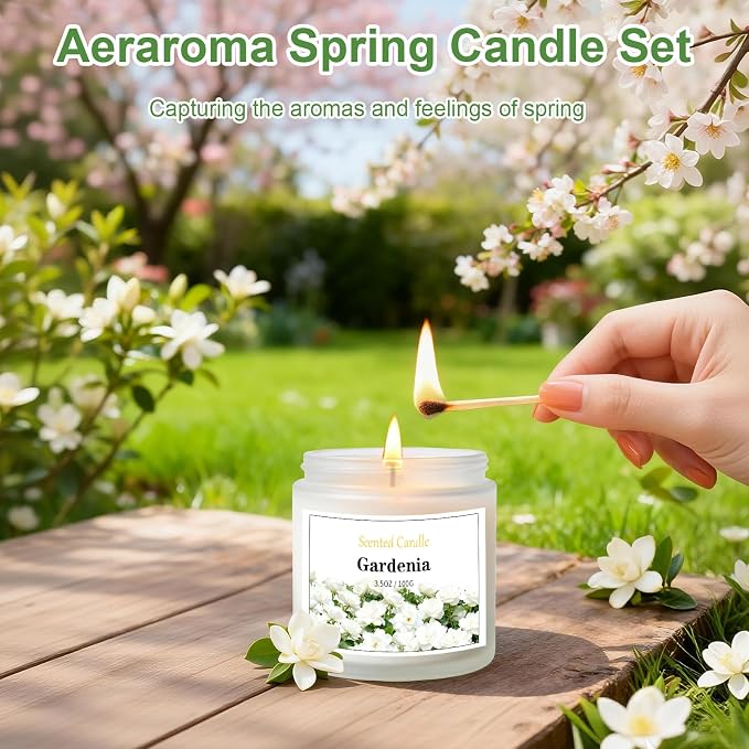 6 Pack Spring Candles for Home Scented, Spring Scented Candles for Women Men, 21oz Natural Soy Wax Candle, Scented Candle Gifts Set for Birthday, Valentines Day, Anniversary