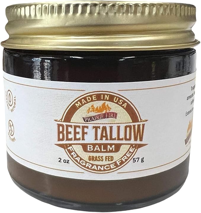 Grass Fed Beef Tallow Balm - 2 oz - Grown and Made in USA - Organic Grass Fed and Finished Tallow - Moisturizing Skin Care Lemon