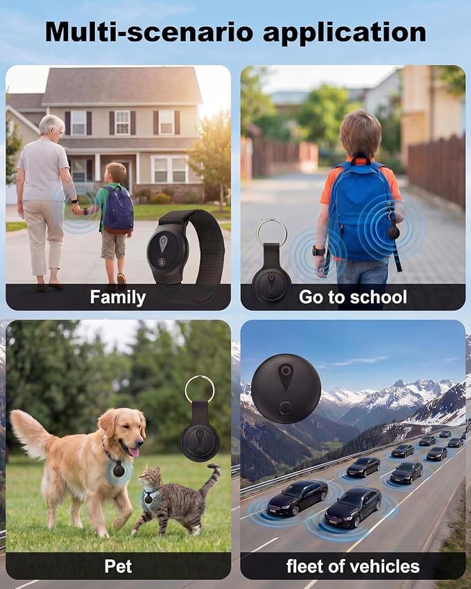 GPS Tracker for Kids, Smart Kids Tracker with Real-Time Location, for Android and iPhone No Monthly Fee & No SIM Card- Wearable Wristband & Keychain Design, IP68 Waterproof,Indoor & Outdoor Safety Use