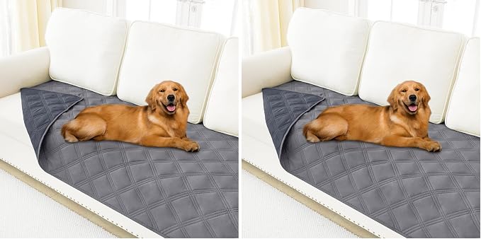 Smiry Waterproof Dog Bed Cover Blanket 30x70, Soft Reversible Pet Blanket, Washable Leakproof Cats Dogs Couch Cover for Sofa, Couch, Furniture, Lattice, Grey/Dark Grey (Pack of 2)