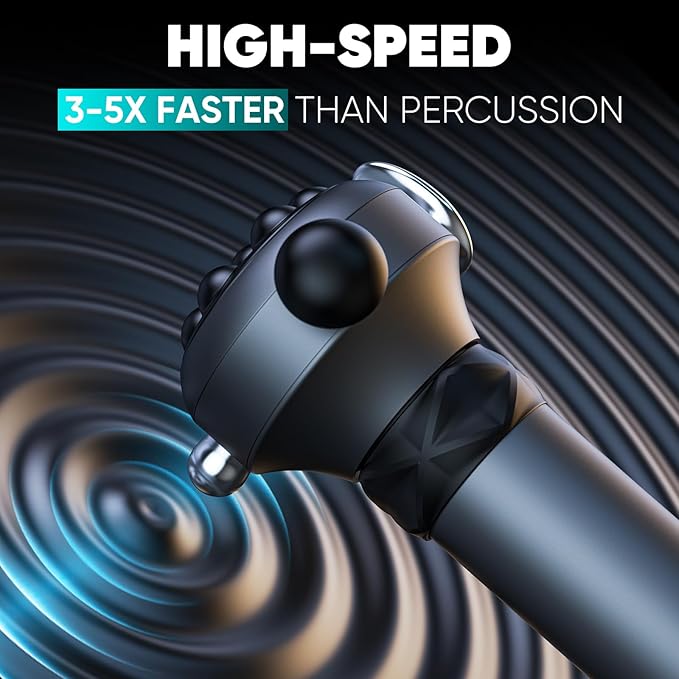 M1 Max Deep Tissue Vibration Therapy Massage Gun – 6500 RPM Handheld Muscle Massager with Thumb Head for Trigger Point & Full Body Pain Relief, Handheld Chiropractic Massager for Back, Neck