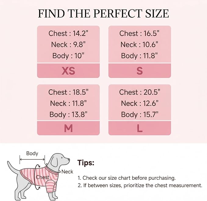 2Pack Soft Dog Shirt for Small Medium Dogs, Breathable Pet Clothes, Comfort Solution for Puppy Girl Boy, Stretchy Cotton Dog Tshirts, Fits Chihuahua, Yorkie, Pink & Green Stripe-XS