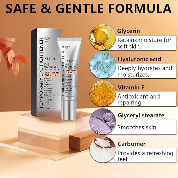 2 PCS Perfection Eye Tightener with 2 Brushes, Gentle Perfection Eye Cream for Eyes Area Instant Moisturizing, Lifting Primer with Easy-Wear Formula for Fine Lines & Wrinkles