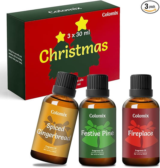 Christmas Fragrance Oils Set, 30ml x 3, Fragrance Oil for Diffuser, Candle Making, Soap Scents | Holiday Scent Oil Gift Set, Essential Oils Diffuser Scents