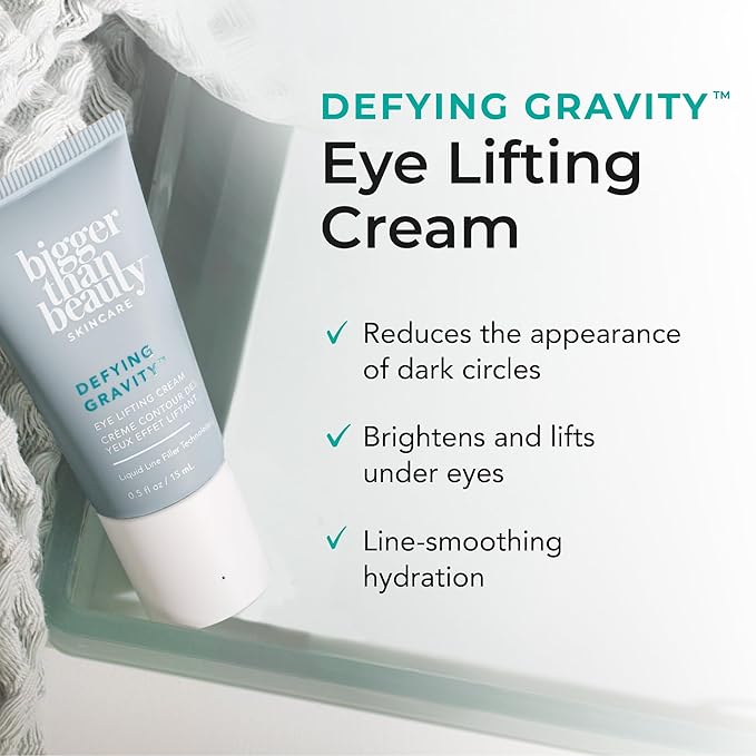 Bigger Than Beauty Skincare Defying Gravity Eye Lifting Cream, Moisturizer with Plant Based Retinol for Women, Green Tea and Essential Vitamins, Daily Skin Care Routine, Vegan Formula & Cruelty Free