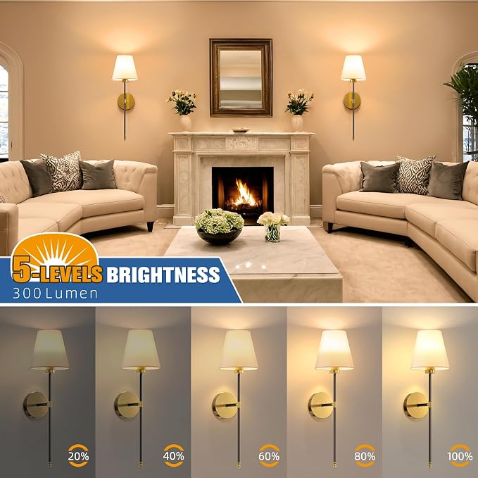 Battery Operated Wall Sconce Set of 2,Black-Gold Rechargeable Wall Lights with 10400mAh Dimmable Bulbs and Remote,10 Colors Wireless Wall Lamps for Bedroom Living Room Hallway Decor