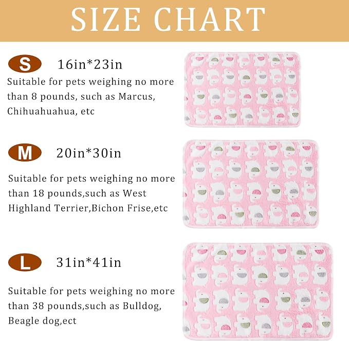 1 Pack 3 Blankets for Dog Puppy Cat (Large 41x31'', Pink, Yellow, Blue) | Super Soft Fluffy Premium Fleece Pet Blanket Flannel Paw Printed Throw